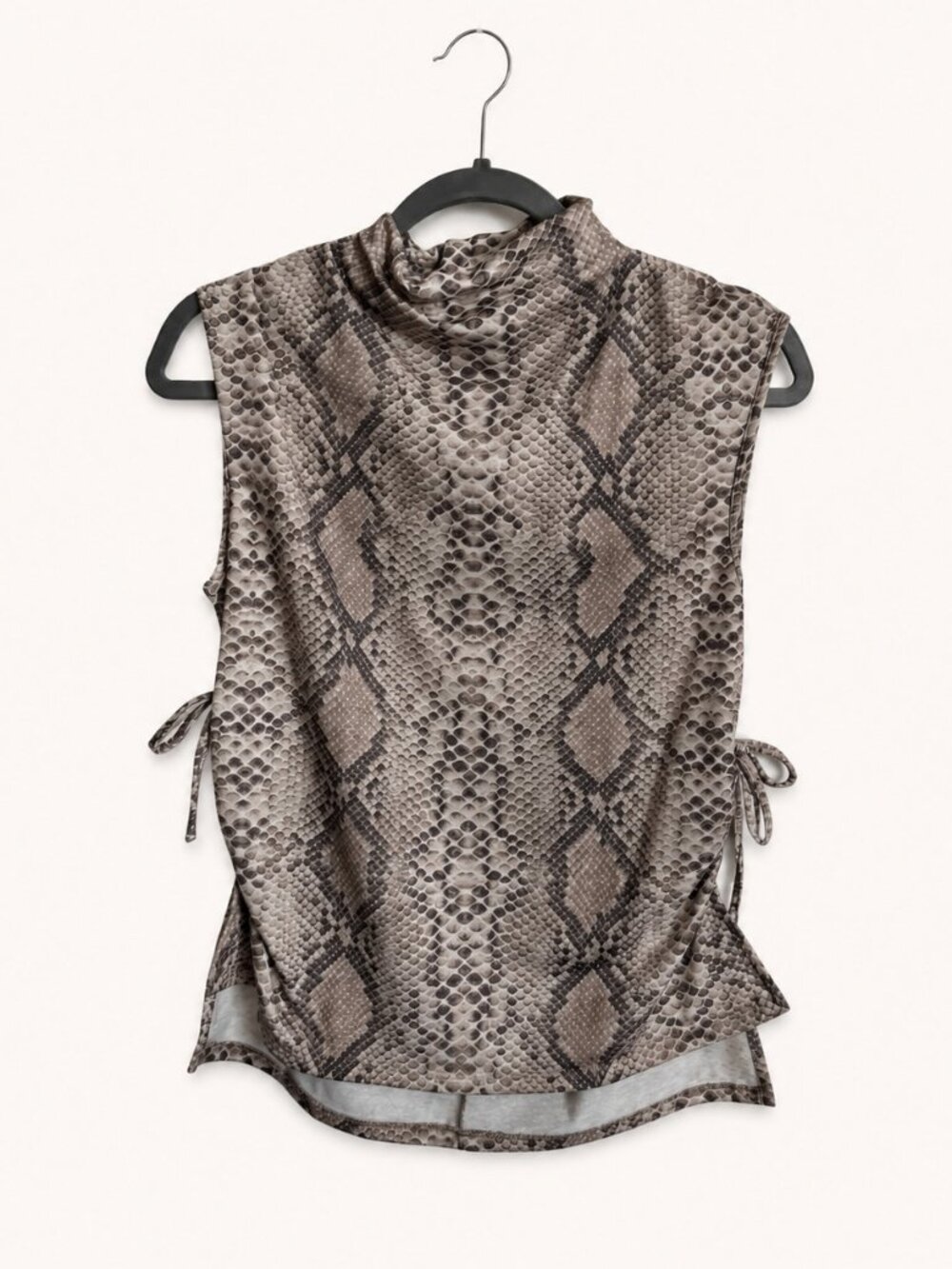 Sweet Pea NY&C Snakeskin Mock Neck Side-Tie Top Size M